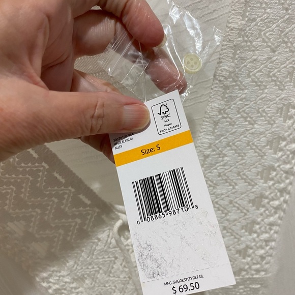 Vintage America Ladies White Boho V Neck Lace Up Knit Blouse - S - Picture 6 of 9